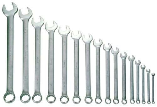 Picture of Satin Chrome Finish Wrench Set 16 Piece 1/4-1-1/4