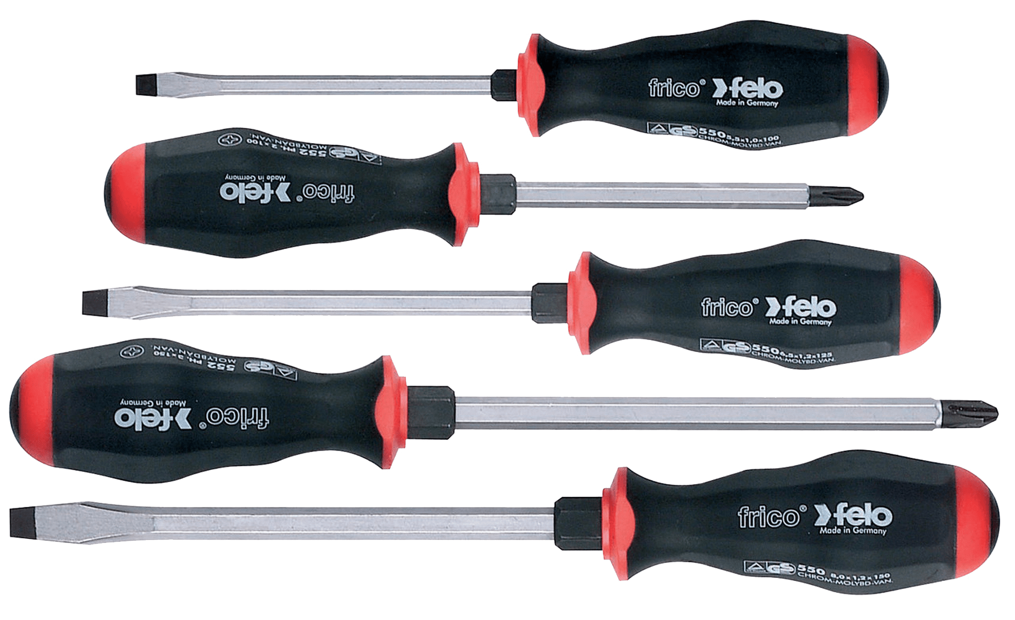 Picture of 5 pc Slotted & Phillips Screwdriver Set - 2 Component Handle with Metal Cap
