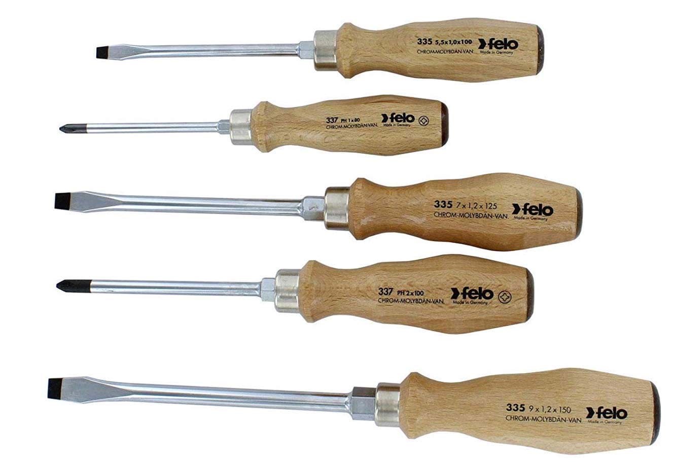 Picture of 5 pc Slotted & Phillips Wooden Handle Screwdriver Set