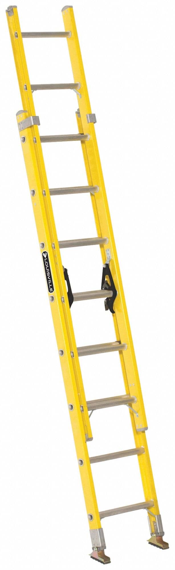 Picture of 24 ft Louisville FE1724 Fiberglass Extension Ladder, Type I, 250 lb Load Capacity, w/Leveler