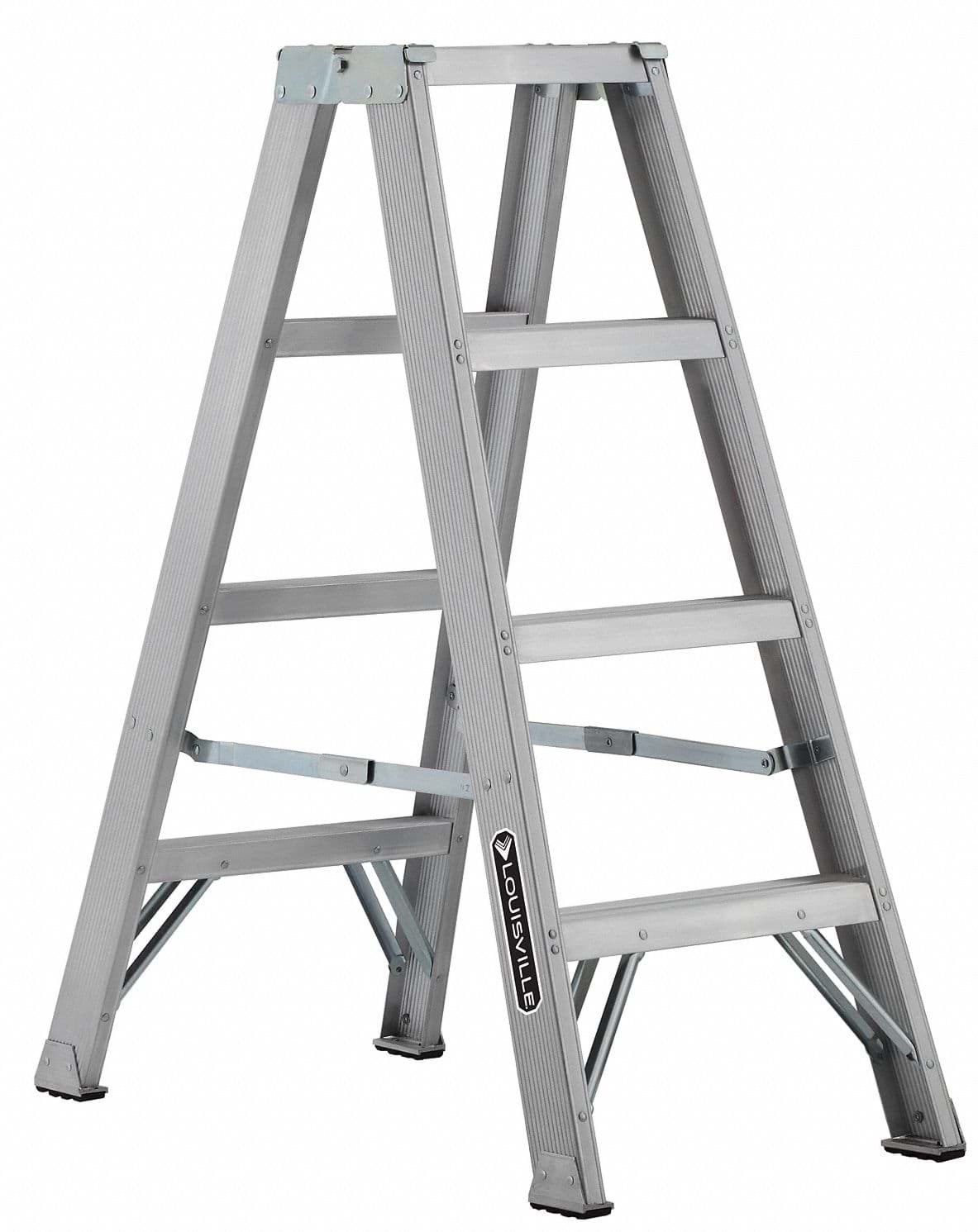 Picture of 4 ft Louisville AM1004 Aluminum Twin Step Ladder, Type IA, 300 lb Load Capacity
