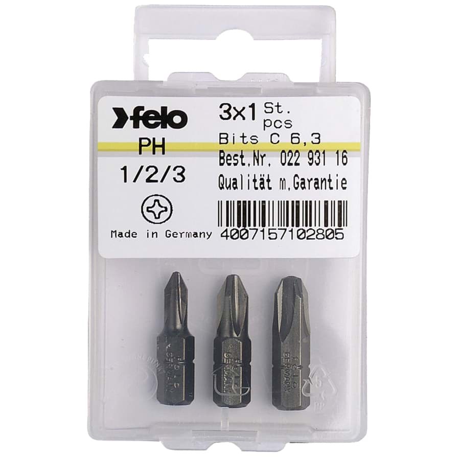 Picture of Phillips 1, Phillips 2, Phillips 3 x 1" Bits on 1/4" stock - 3 per pkg